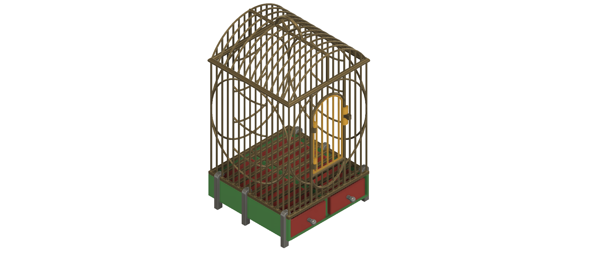 STL file House Style Economy bird cage for finches, canaries, parakeets ...